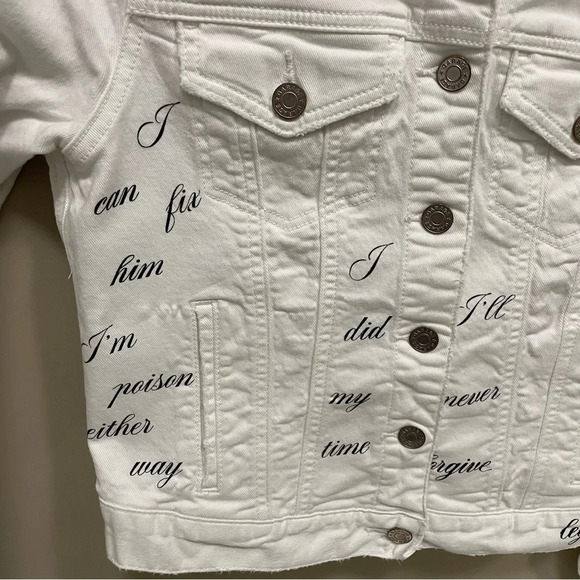 Taylor Swift Tortured Poets Upcycled Garage Denim Jean Jacket Women’s Small - Picture 5 of 11